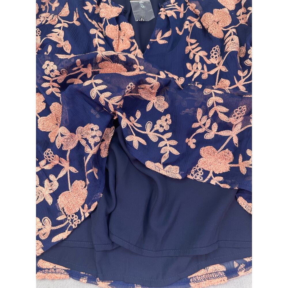 NWOT Anthropologie Sunday in Brooklyn Navy Pink Embroidered Floral Blouse Size S - Picture 7 of 11
